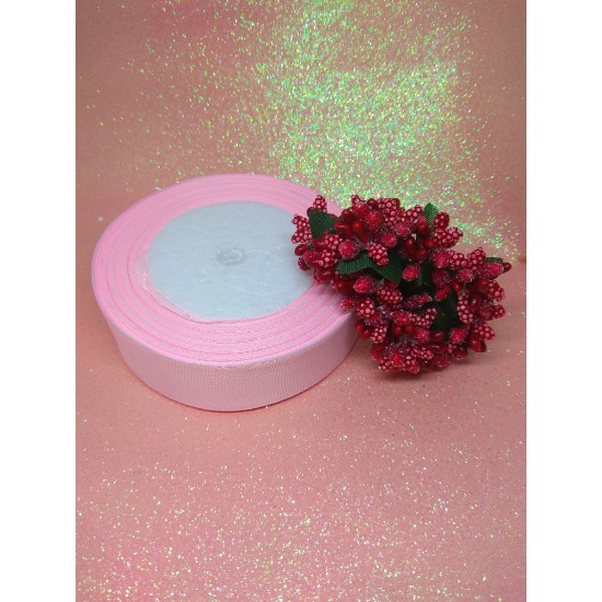 Лента репсовая однотонная 2,5 см цв. светло-розовый, цена за 3 м